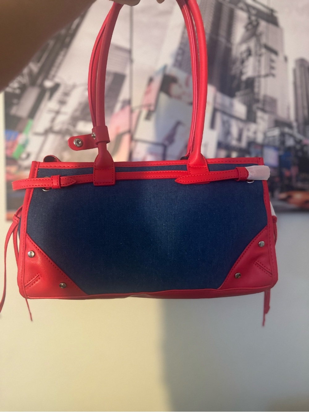 Von Dutch Red and Denim Satchel - Picture 4 of 4